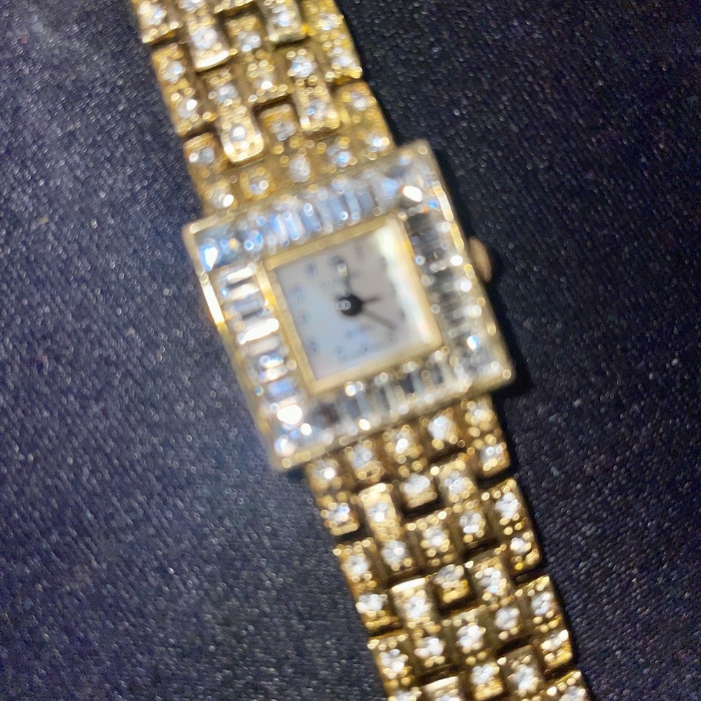 Gold Tone Diamond Encrusted Bling Watch - Picture 9 of 9